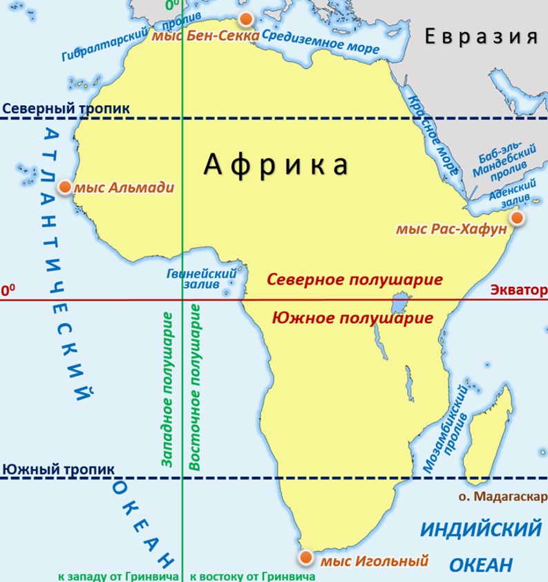 Африка - какое полушарие Земли В каких полушариях расположен континент Африка